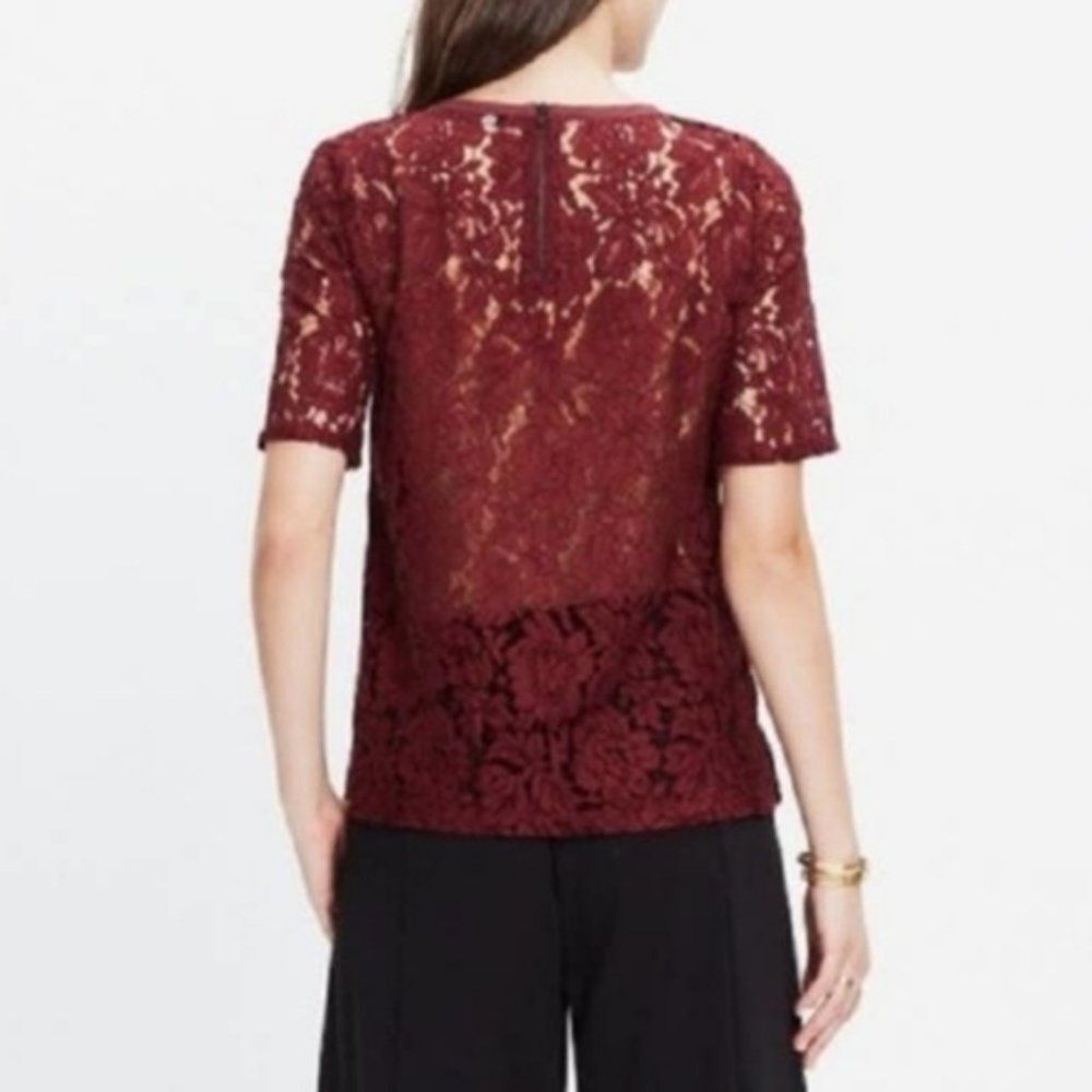 Madewell Burgundy Lace Top Blouse Size Medium